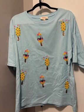 Peach Love California Light Blue Sequin Popsicle Tee